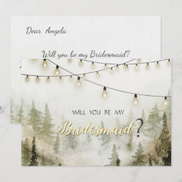 森の風景,森林,松の木,ストリングライト 招待状