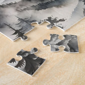 森の風景 – 水彩 ジグソーパズル (側面)