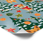 森の飾クリスマスツリーのコーギー ポスター (コーナー)