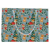 森の飾クリスマスツリーのコーギー ラージペーパーバッグ (裏面)