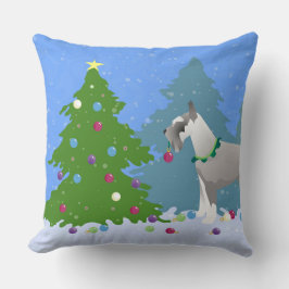 森の飾シュナウザーのクリスマスツリー クッション