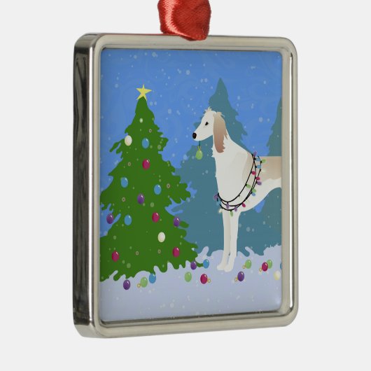 森の飾中のクリスマスツリー メタルオーナメント (右)