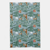 森の飾青のクリスマスツリーのコーギー キッチンタオル (縦)