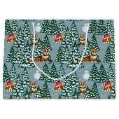 森の飾青のクリスマスツリーのコーギー ラージペーパーバッグ (正面)