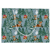 森の飾青のクリスマスツリーのコーギー ラージペーパーバッグ (裏面)