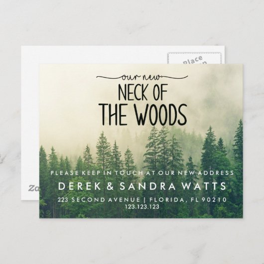 森の首 |お知らせモダンの移動 案内ポストカード (正面/裏面)