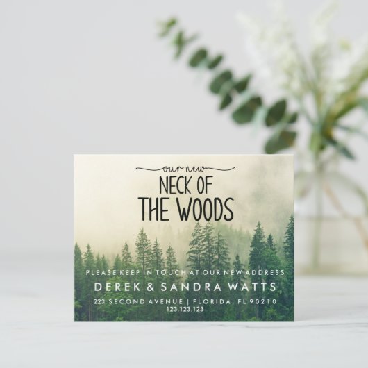 森の首 |お知らせモダンの移動 案内ポストカード (スタンド正面)