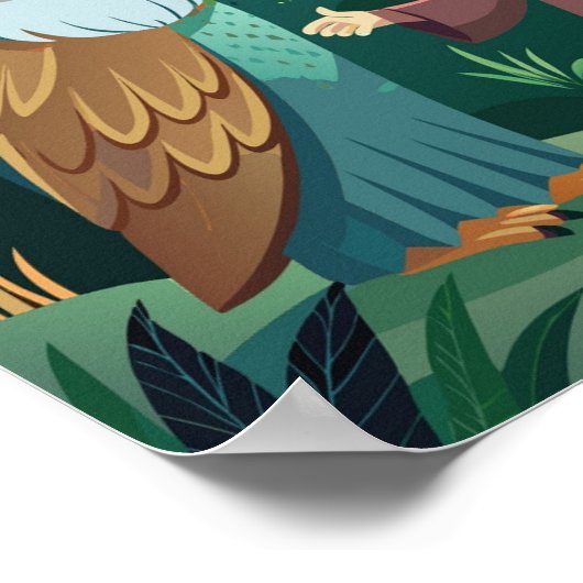 森の魔法の夜：男の子とフクロウ ポスター (角)