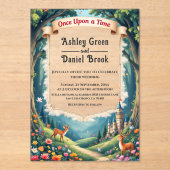 森の魔法の森の城のフェアリーテイル ウェディング アクリル招待状 (正面)