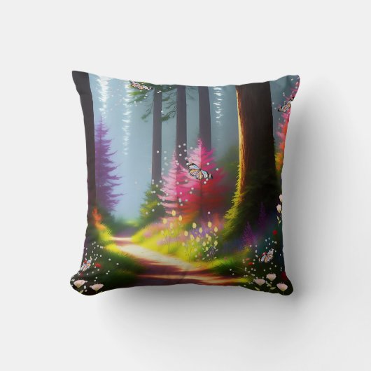 森の魔法の道 クッション (正面)