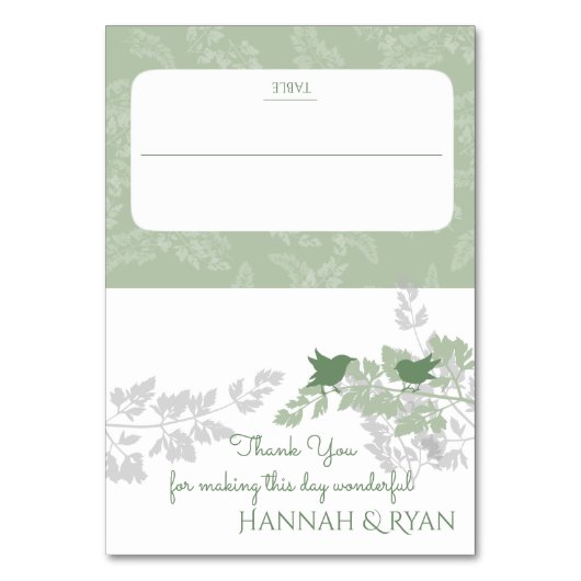 森の鳥と葉の緑 テーブルナンバー (正面)