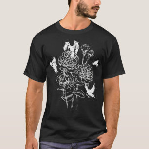 森の鳥のゴシックバラの鳥の不気味動物のクリープ Tシャツ