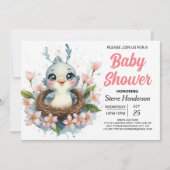 森の鳥モダンの赤ちゃんシャワーに魅了 招待状 (正面)