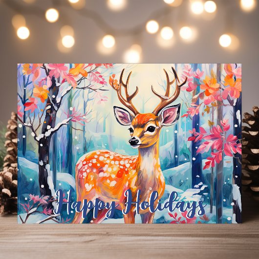 森の鹿お洒落かわいいクリスマス シーズンカード
