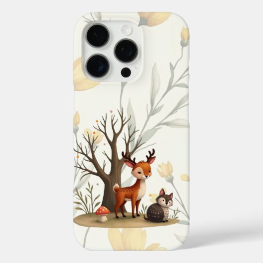 森の鹿とハリネズミのiPhone/iPadケース Case-Mate iPhoneケース (裏面)