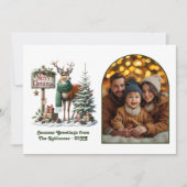 森の鹿のメリークリスマス 素朴な森の写真 シーズンカード (正面)