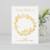 森の鹿のリース ホリデー リアル フォイル カード (立ち正面)