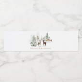 森の鹿の冬の赤ちゃんシャワー ペットボトルラベル (シングルラベル)