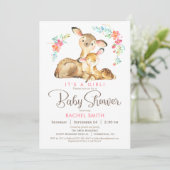 森の鹿の女の子ベビーシャワー 招待状 (スタンド正面)