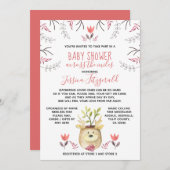 森の鹿の植物の赤ん坊のシャワーがマイルの向こうに 招待状 (正面/裏面)