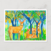森の鹿の秋の風景 ポストカード (正面)