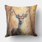 森の鹿の秋 - 自然からインスパイアされた秋のインテリア クッション (裏面)