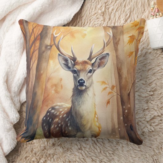 森の鹿の秋 - 自然からインスパイアされた秋の装飾 クッション (ブランケット)