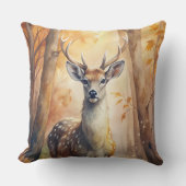 森の鹿の秋 - 自然からインスパイアされた秋の装飾 クッション (正面)