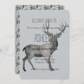 森の鹿の誕生日 招待状 (正面/裏面)