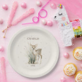 森の鹿の1歳の誕生日紙皿 ペーパープレート (パーティー)