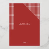 森の鹿オンレッドタータンチェック模様 箔シーズンカード (裏面)