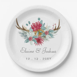 森の鹿フラワーハンティングトロフィー 冬の結婚式 ペーパープレート