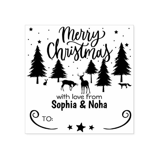 森の鹿メリークリスマス愛とカップル ラバースタンプ (インプリント)
