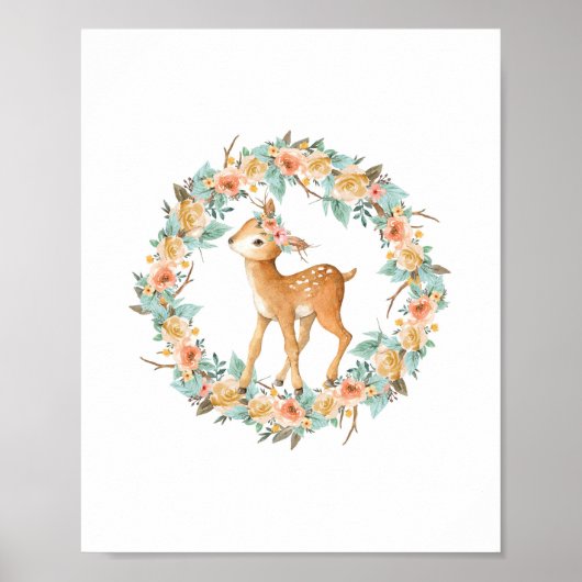 森の鹿 動物 ぬりえ 子供部屋 壁飾り ポスター (正面)