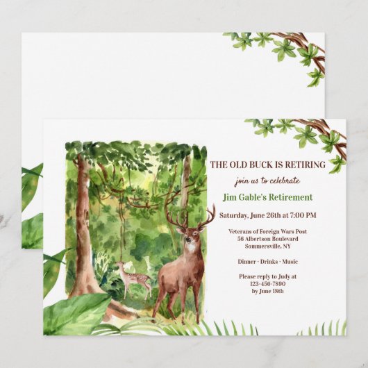 森の鹿 招待状 (正面/裏面)