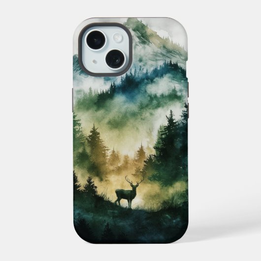 森の鹿 iPhone 15ケース (裏面)