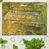 森の黄色葉い紅葉 キッチンタオル (折り畳み)