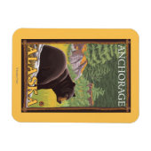 森の黒熊 – アラスカ，アンカレッジ マグネット (横)