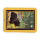 森の黒熊 – アラスカ，シトカ マグネット (横)