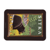 森の黒熊 – アラスカ,シトカ マグネット (横)