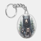 森の黒熊　田舎風な野生動物 キーホルダー (正面左)