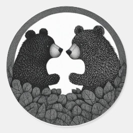 🐻 森の黒熊 野性 静けさ アウトドア  ラウンドシール