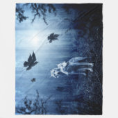 森の2匹のオオカミ フリースブランケット (正面)