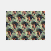 森の（犬）ドーベルマン・ピンシェル フリースブランケット (正面(横))