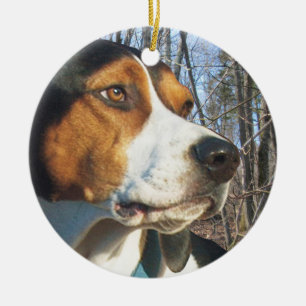 森のTreeingの歩行者のCoonhound セラミックオーナメント