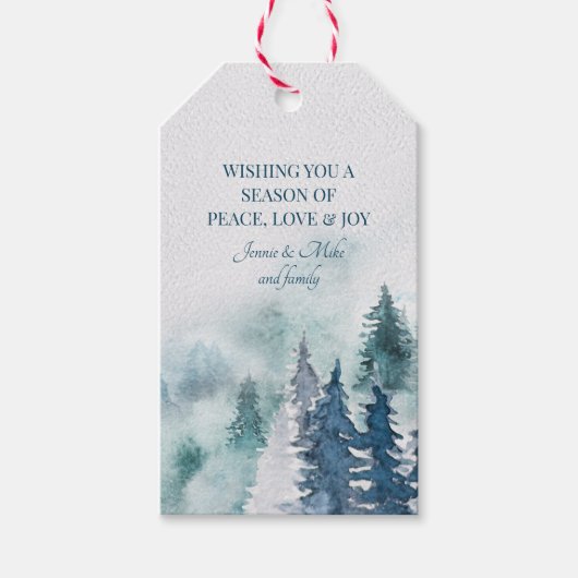 森もみの木の水の色クリスマス ギフトタグ (正面)