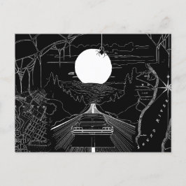 森や山を走る車 ポストカード