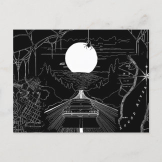 森や山を走る車 ポストカード