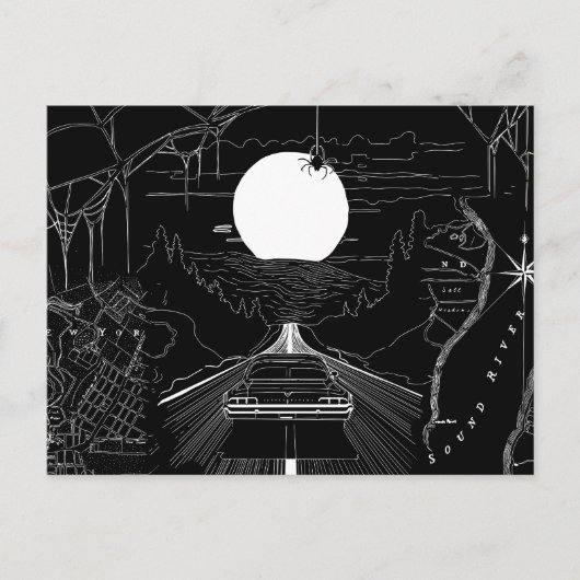 森や山を走る車 ポストカード (正面)