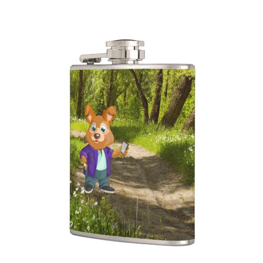 森よくはしゃぐの愛嬌のある漫画犬の学生 フラスク (左)